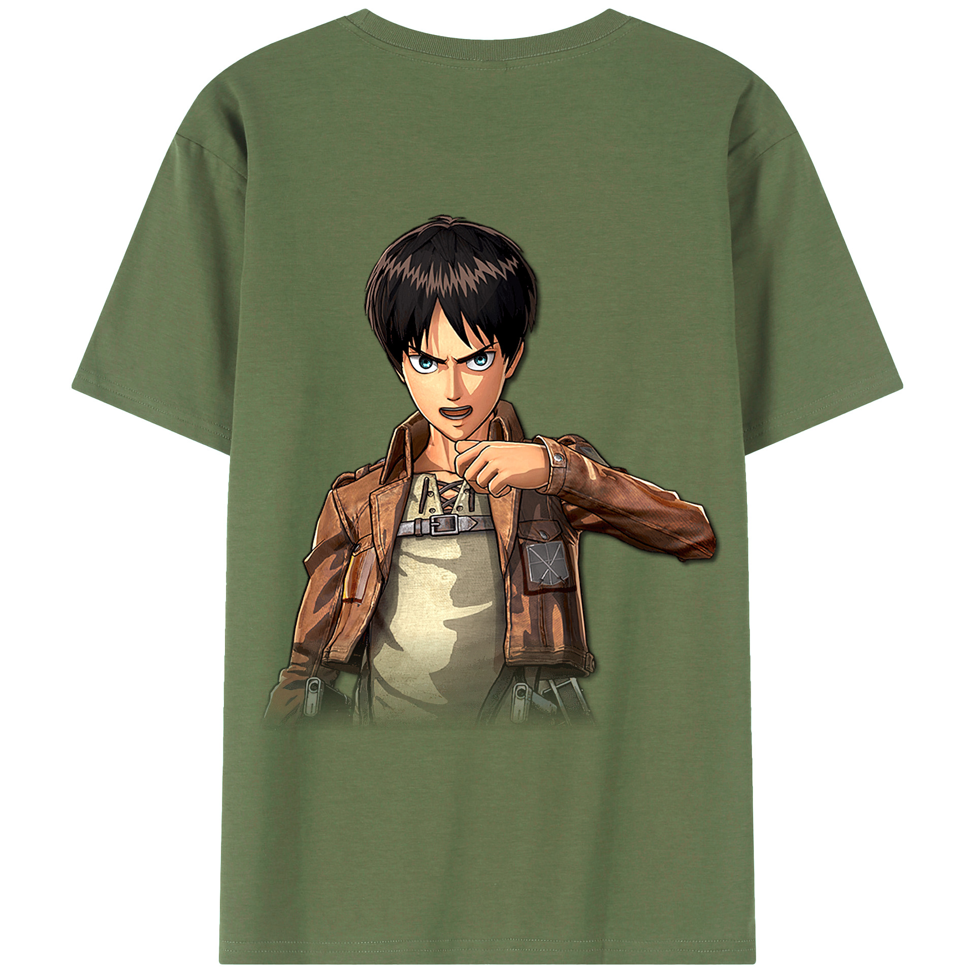 （画像用） 進撃の巨人 エレン･イェーガー Attack on Titan Eren Jäger 綿100％ メンズ半袖Tシャツ（バックプリント） 通気性